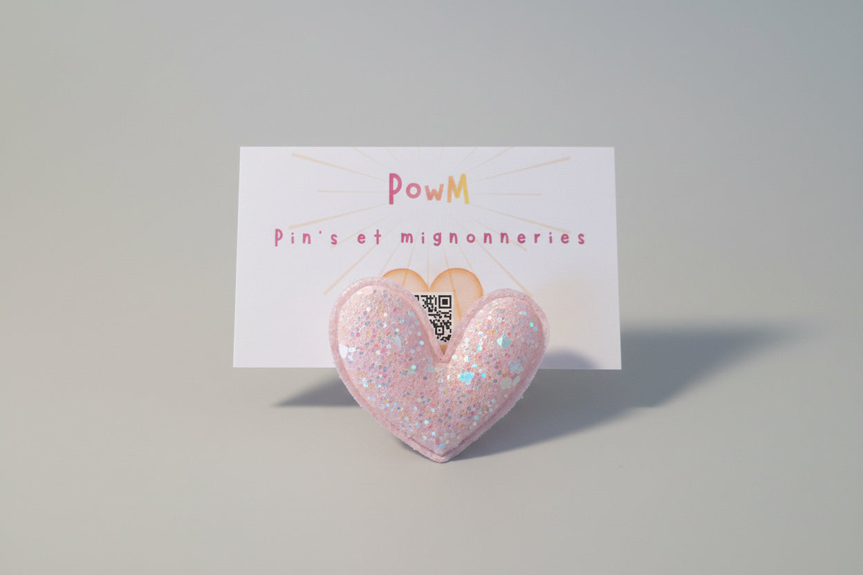 Broche création "le beau cœur a paillettes"