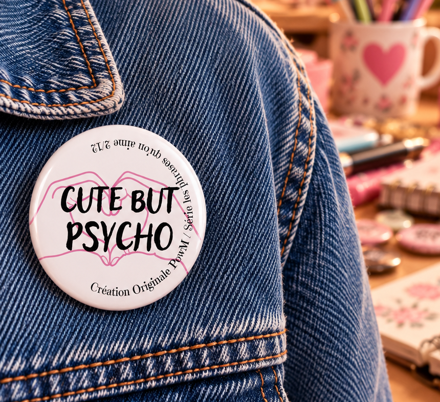 Badge Création originale PowM –  “Cute but psycho"
