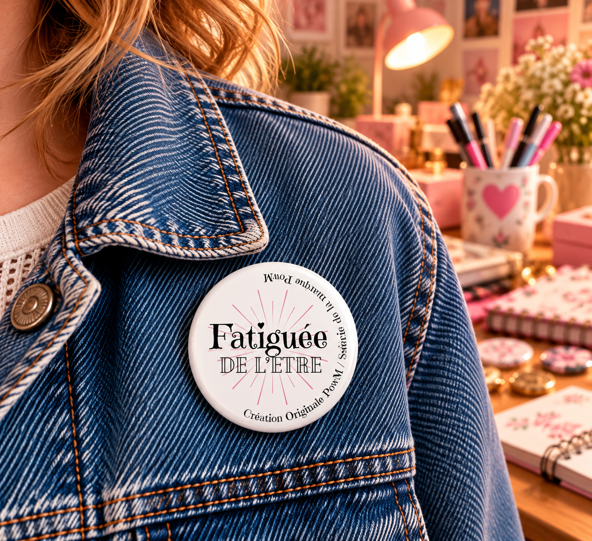 Badge Création originale PowM –  "Fatiguée de l'être"