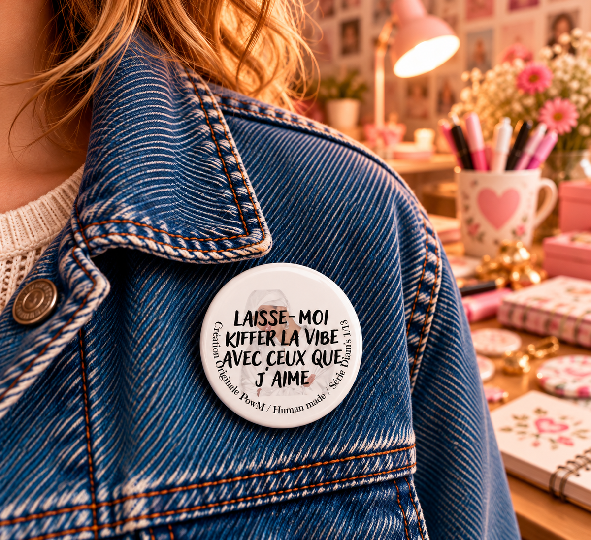 Badge Création originale PowM –  "Laisse moi kiffer..."