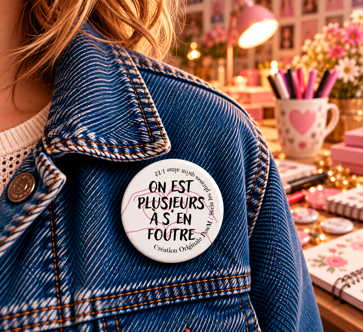 Badge Création originale PowM – « On est plusieurs..."