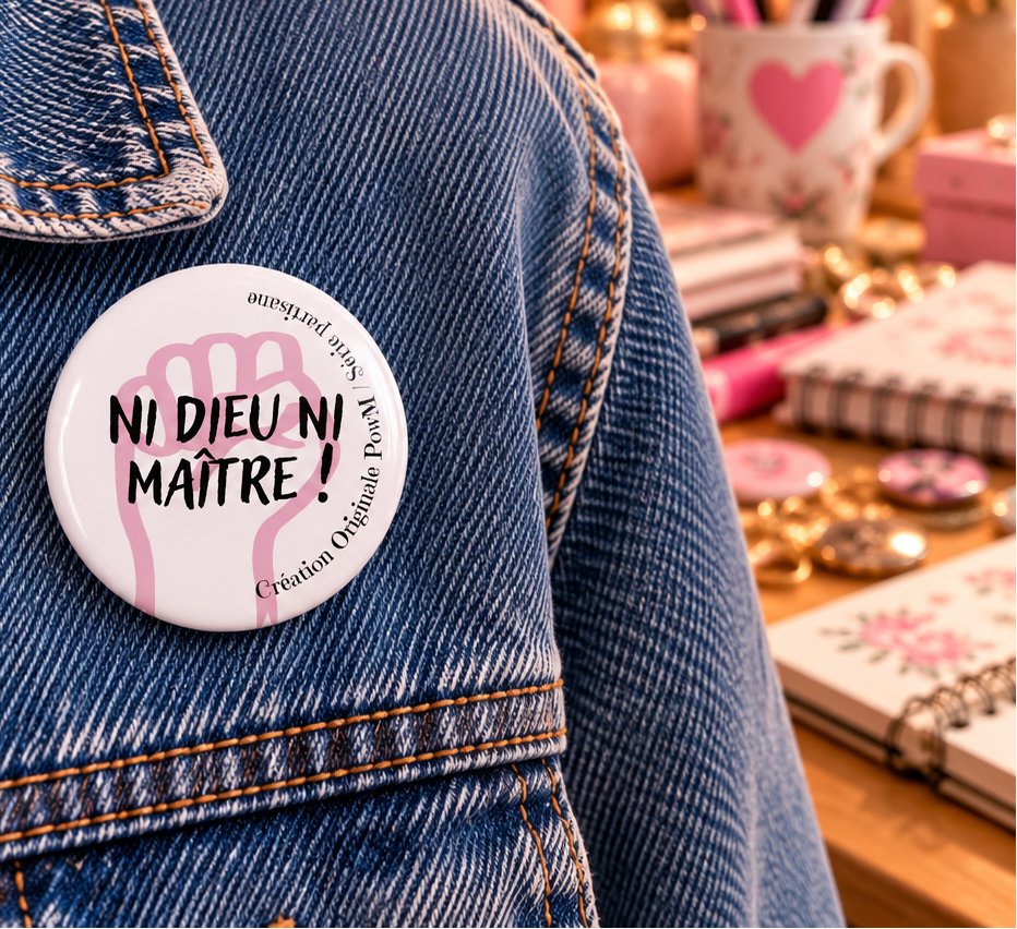Badge Création originale PowM – "Ni dieu ni Maitre"
