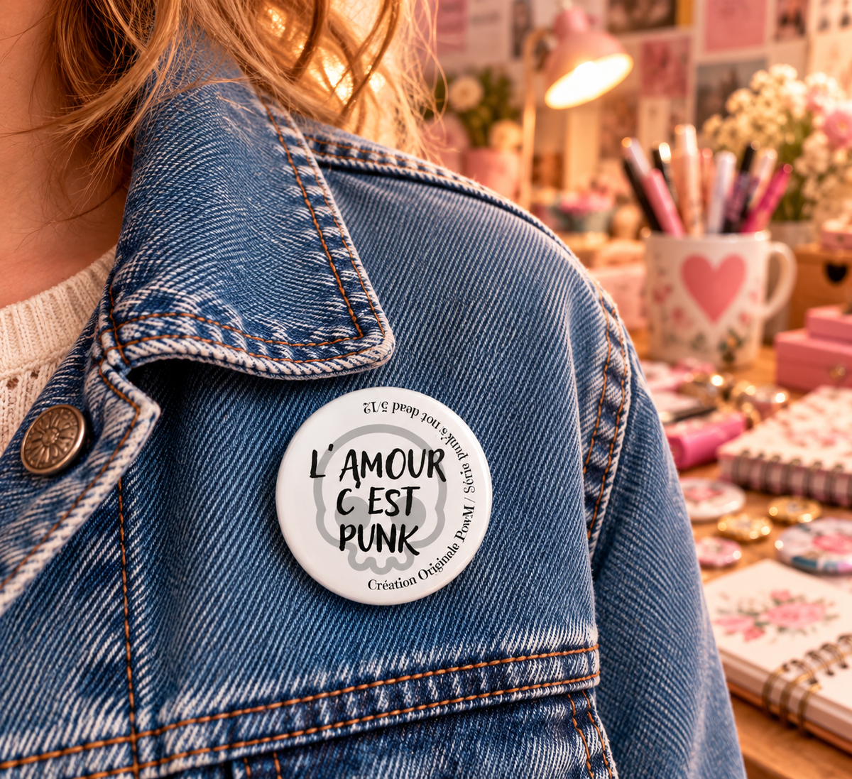 Badge Création originale PowM – "L'amour c'est Punk"