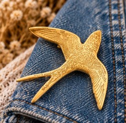 Broche Hirondelle dorée