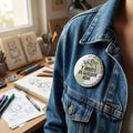 Badge rond "T'arrete de gueuler Rene" — badge seul