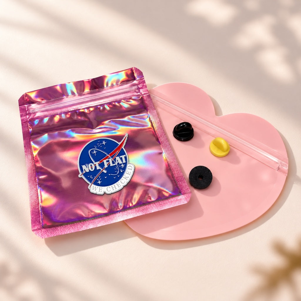 Pin's 'Not Flat We Checked' — pochette