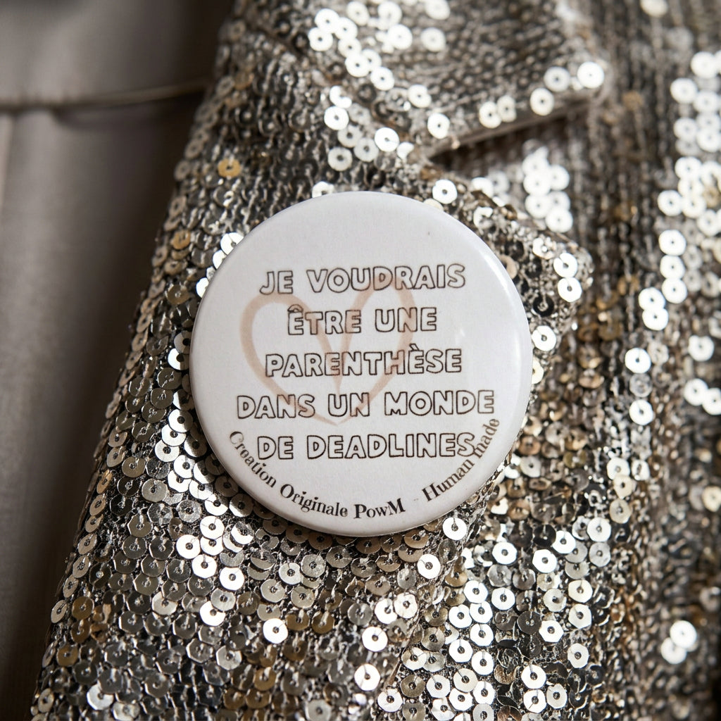 Badge rond : Je voudrais être une parenthèse”, , “description”:  — badge seul