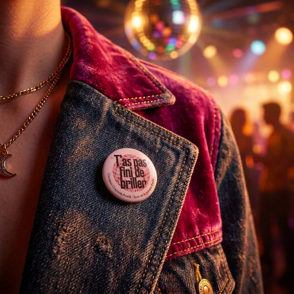 Badge rond "T'as pas fini de briller" — badge seul