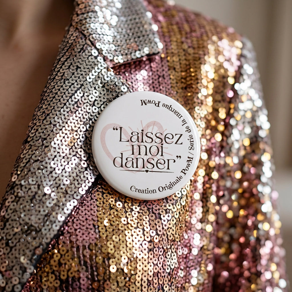 Badge rond "Laissez-moi danser" — badge seul