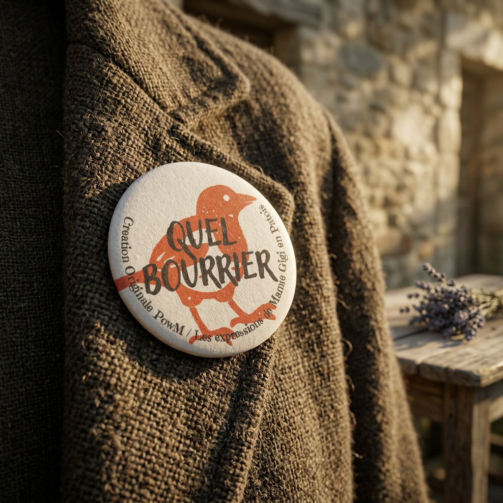 Badge rond Quel Bourrier — badge seul