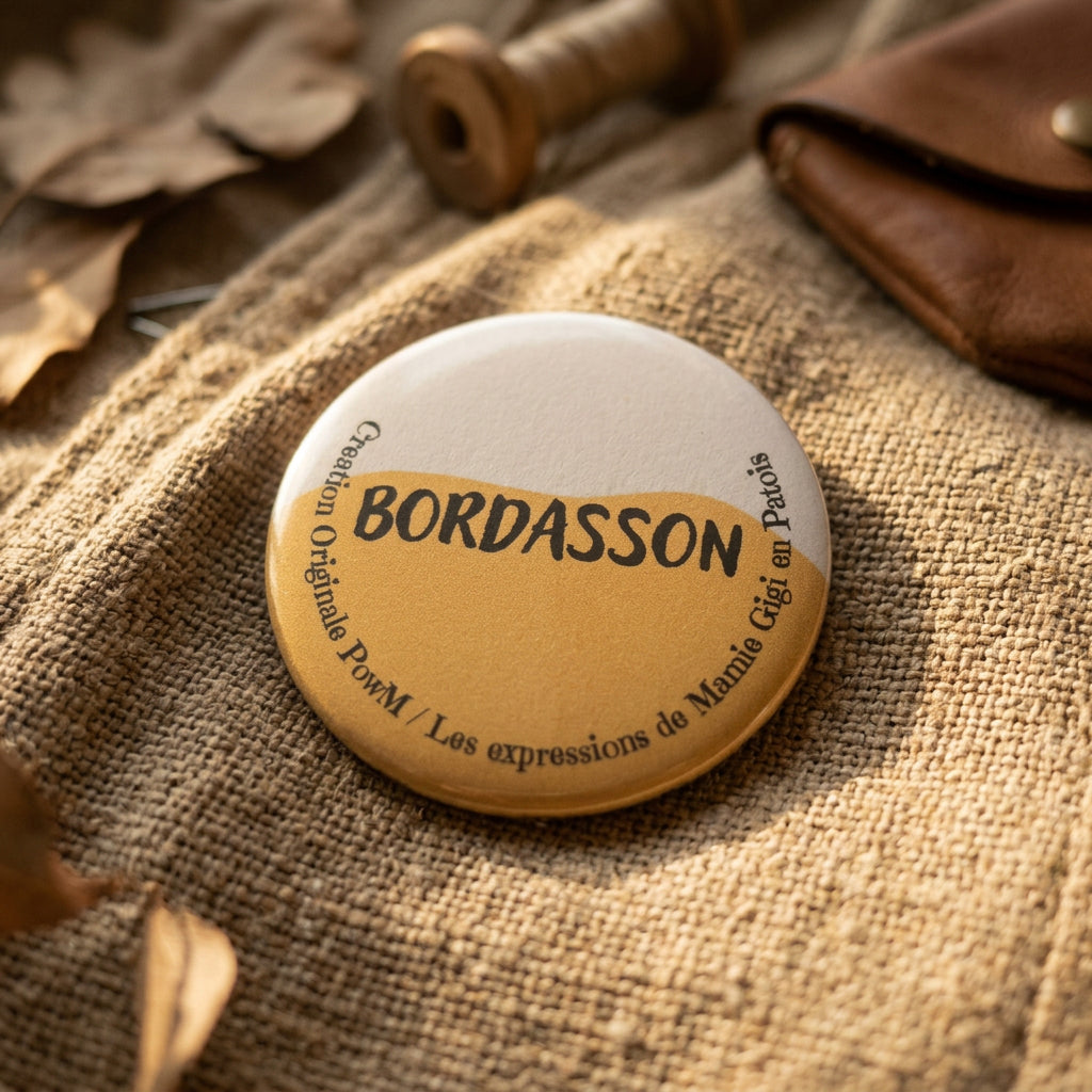 Badge rond Bordasson”, avec motif stylisé — badge seul